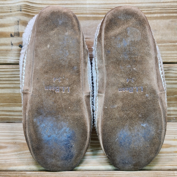 LLBean Little Girls 3-4 Slippers Slip On Ivory Fleece Ankle Bootie Slipper Shoes - Picture 8 of 8